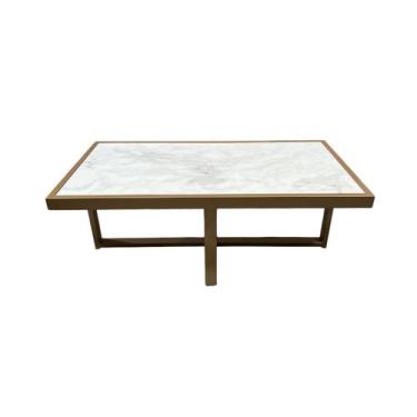 Imagem de Mesa de Centro Retangular Paris Industrial Dourado com MDF - BELI HOUS