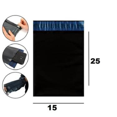 Imagem de 500 Saco Correio Envelope Preto Segurança 15x25 E-commerce - Extrusa P