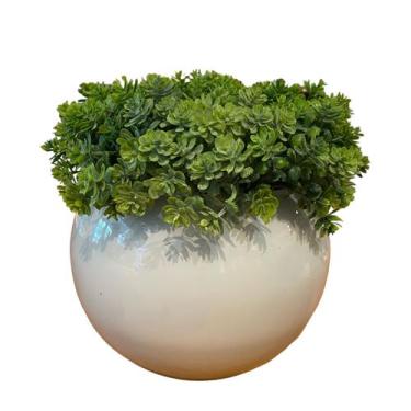 Imagem de Arranjo Centro de Mesa Florzinha Verde Artificial Vaso Branco Completo