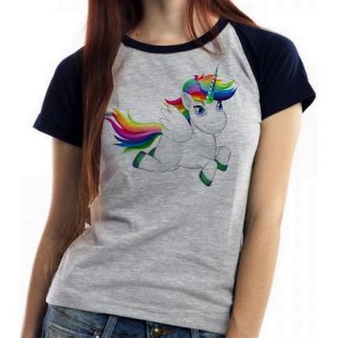 Imagem de Baby look blusa feminina ou Camiseta unissex Cavalo Unicórnio - Empóri
