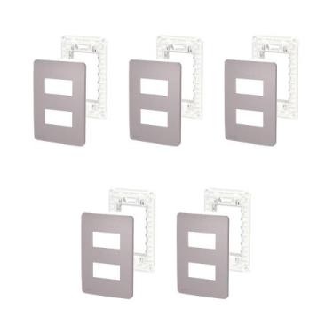 Imagem de 5 Placa/Espelho 2 Módulos Axis Grey 4x2 S730121224 Orion Schneider