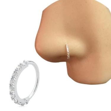 Imagem de Piercing Argola Cravejada Prata 925 Zircônias 7mm Torção - ForGift Sto