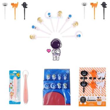 Imagem de Kit Garfinhos Infantis Para Petisco 14p + 1Colher Bebê(Rosa) - PromoGa