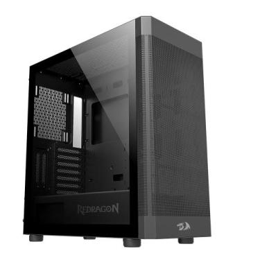 Imagem de Gabinete gamer mid tower sem fonte ca-602b aeroglass preto redragon