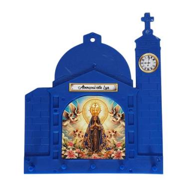 Imagem de Chaveiro Porta Chaves Azul Nossa Senhora Com Anjos Para Proteção Da Ca