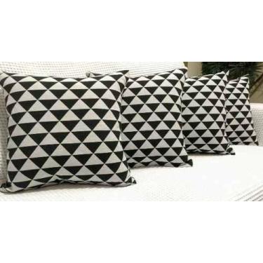 Imagem de Kit 4 Almofadas Decorativas Jacquard Triângulos Sued Preto - INGRID BO