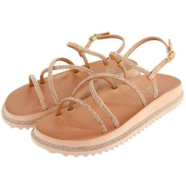 Imagem de Sandália Papete Rasteira Slide Pedras Strass Top Feminino - Yes Me, Nu