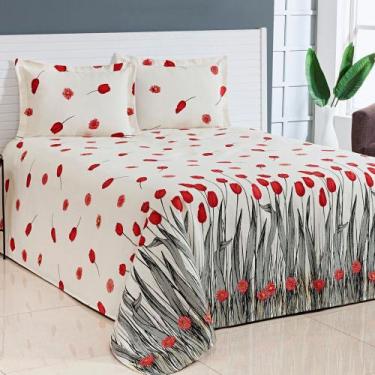 Imagem de Kit Cobre Leito Solteiro Bella Piquet 02 Peças - Tulipa Vermelho - MJ 