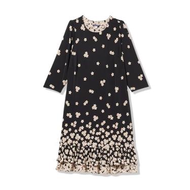 Imagem de Tommy Hilfiger Camiseta feminina elástica manga 3/4, Preto Multi, 48