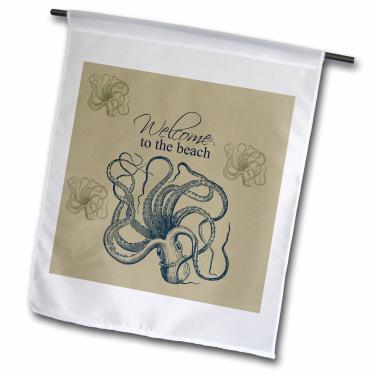 Imagem de 3dRose fl_123558_1 Bandeira de jardim de polvo Welcome to The Beach, 30 x 45 cm