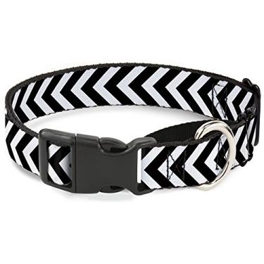 Imagem de Buckle-Down Coleira para cães Chevron3 Martingale, branca/preta, 3,8 cm de largura, serve para pescoços de 40,6 a 58,4 cm