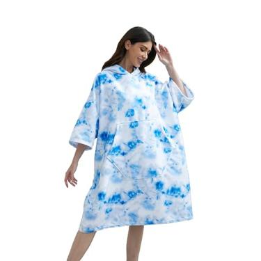 Imagem de NUBURGREY Toalha para troca de poncho de surfe, roupão de banho de secagem rápida com bolso, tecido felpudo plus size, toalha de natação, homens e mulheres, poncho com capuz