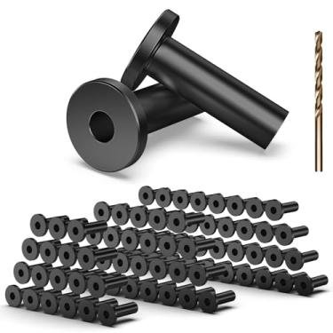 Imagem de TooTaci Pacote com 100 capas protetoras de aço inoxidável T316 para kit de trilhos de cabo preto 1/8, protetor de poste de corrimão marítimo de 1/8 para postes de madeira, ferragens de corrimão de 1/8