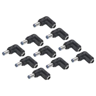 Imagem de uxcell Adaptador de conector de alimentação CC, 10 peças, ângulo de 90 graus, conector fêmea de 5,5 mm x 2,1 mm para conversor de acoplador de plugue macho de 5,5 mm x 2,1 mm