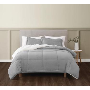 Imagem de Conjunto de edredom com 3 peças de pelo sintético esculpido em pelo sintético realmente macio, cor sólida texturizada, roupa de cama para adultos, certificado Oeko-TEX