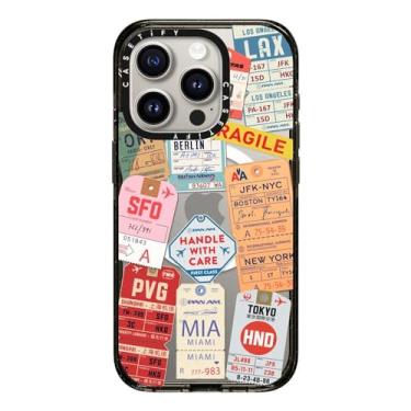 Imagem de CASETiFY Capa Impact para iPhone 15 Pro [4X testado contra quedas de grau militar/proteção contra quedas de 2,5 metros/compatível com Magsafe] - impressão de adesivos - AirTags - preto transparente