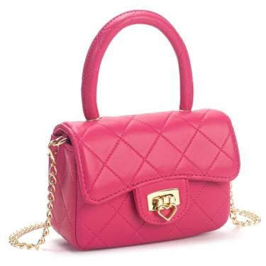 Imagem de LJCTULY Bolsa infantil para meninas - Bolsa tiracolo infantil com cadeado de coração - Presente de aniversário para meninas, Bloqueio de coração - rosa choque, 5.8" x 2.5" x 4", Casual, moderno