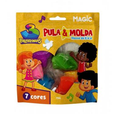Imagem de Massa pula e molda 7 cores sortidas - 70 g 3 palavrinhas - Magic Kids