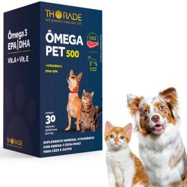 Imagem de Suplemento Thorade Ômega 500 Cachorro Gato 30 Cápsulas 900mg