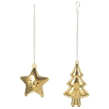 Imagem de Hemoton Filtro de infusor de chá de aço inoxidável com bola de chá, árvore de Natal, estrela, infusor de chá, difusor de intervalo de chá com gancho de corrente para folhas soltas, temperos, especiarias, presentes para amantes de chá