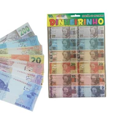 Imagem de Dinheirinho Falso De Brinquedo 60 Notas De 2 Até 200 Reais