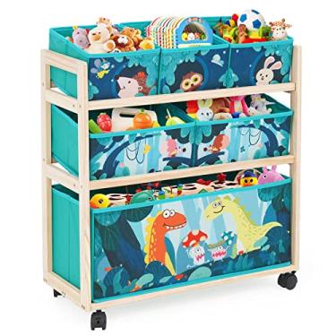 Imagem de Organizador infantil de armazenamento de brinquedos com rodas, carrinho utilitário com grande capacidade de armazenamento para quarto, sala de brinquedos, sala de jogos - guardar brinquedos, livros,