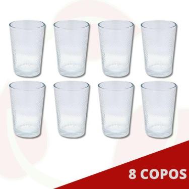 Imagem de Copo de Vidro Conjunto com 8Un de 200ML Suco Água ou Drinks - PRATICAS