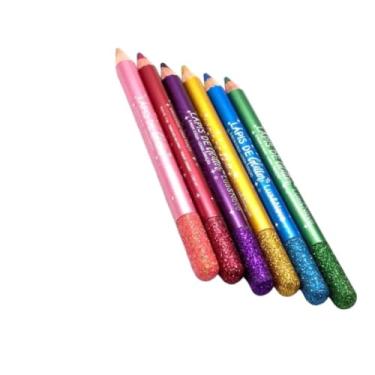 Imagem de Conjunto delineador colorido de longa duração, lápis de sombra, kit de delineador, lápis delineador com glitter à prova d'água, delineador de olhos líquido, conjunto profissional (Lápis de Glitter, 6 Unidades)