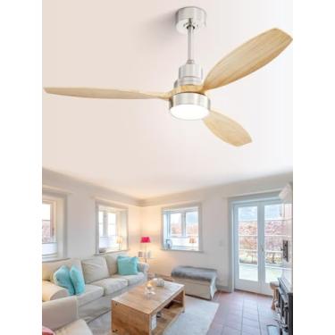 Imagem de Sofucor Ventilador De Teto Com Luzes, Ventilador De Teto De Madeira Mordern De Perfil Baixo De 52 Polegadas Com Controle Remoto Para Quarto De Fazenda Interno, Sala De Estar, Pátio Externo, Varanda,