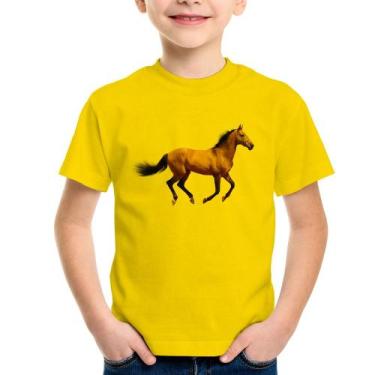 Imagem de Camiseta Infantil Cavalo Correndo - Foca na Moda, Amarelo, 8