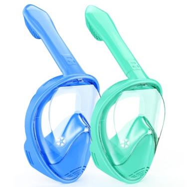 Imagem de Ezire Máscara De Snorkel Infantil Rosto Completo, Equipamento De Snorkel Para Crianças De 2 A 14 Anos Com Suporte Para Câmera, Conjunto De Snorkel Com Visão Panorâmica De 180 Graus Antiembaçante Ant