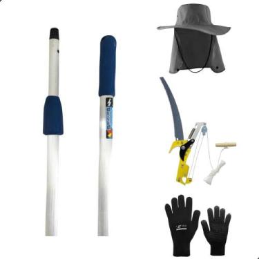 Imagem de Serrote de Poda com Cabo Extensor 3 Metros e Chapéu Jardinagem com Luv