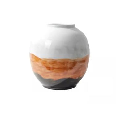 Imagem de Vaso Novo estilo chinês pintados à mão tinta lavagem vaso de cerâmica ornamentos sala estar foyer prateleira antiga decoração Vaso de flores(Grande)