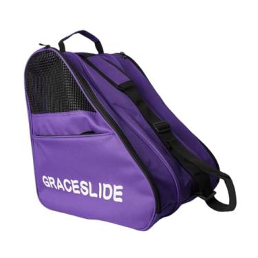 Imagem de Colaxi Roller Skates Bolsa de ombro de armazenamento Bola de ombro respirável portátil Ajusta Ajusta Transportadora Figura Sapatos de patins Bolsa para, Roxo