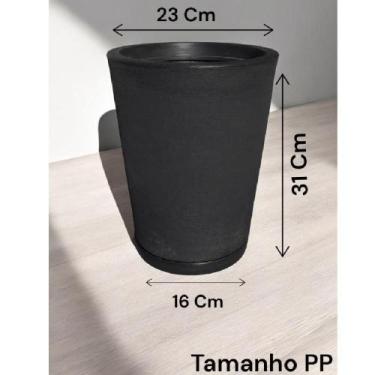 Imagem de Vaso decorativo de planta 31x23cm polietileno escovado com prato - MSp