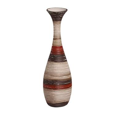 Imagem de Vaso Decorativo de Mesa Textura Rústica Vermelho e Palha Vanguard G Terracota