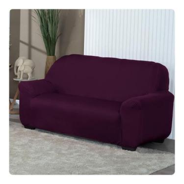 Imagem de Capa De Sofá Lisa Avulsa 3 Lugares Em Malha Roxo - Lenharo Enxovais