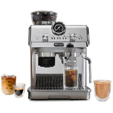 Imagem de Máquina de Café Expresso com Moedor Embutido, 4 Receitas Predefinidas e Tecnologia de Extração a Frio, 110V 1550W, De Longhi, Prata