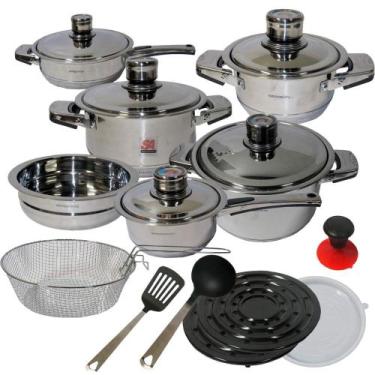 Imagem de Jogo De Panelas Aço Cirurgico Inox 19 Peças 9 Camadas - Sa, Songle, Na