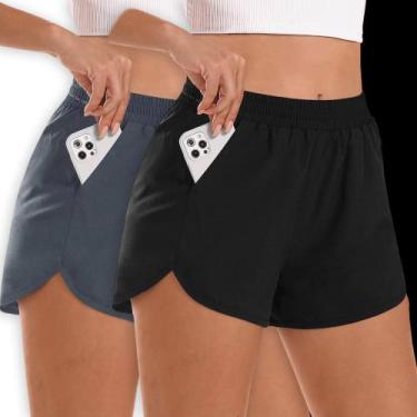 Imagem de Kit 2 SHORTS TACTEL FEMININO Bolsos Academia Corrida Bermuda - IRON SP