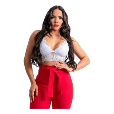 Imagem de Top Cropped Sutia Renda Alça Com Bojo Feminino Confortave - Lisisys Mo