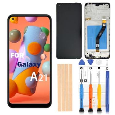 Imagem de Substituição de tela para Samsung Galaxy A21 para Samsung A215U de 6,5 polegadas A215U1 A215A Tela LCD digitalizador Touch Screen Assembly com ferramentas de reparo (SM-A21 Sreen com moldura)