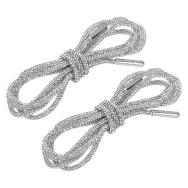 Imagem de PATIKIL Cadarços de sapato de strass, 2 peças de cadarços de sapatos brilhantes de cristal com glitter, cordão, cordão de substituição para tênis, bolsas de moletom, acessórios, branco, Branco, 0.35cm