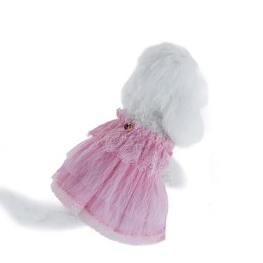 Imagem de INGSIST Roupas femininas de renda rosa para cães pequenas médias animais de estimação fofas roupas de festa de aniversário tamanho PP P M G GG