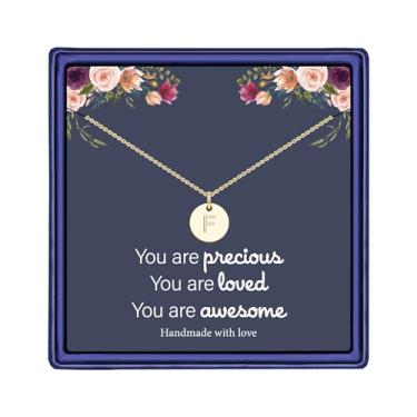 Imagem de Hidepoo Colar com inicial de disco para meninas – Colar com inicial de disco de prata esterlina S925 preenchido com ouro 14 quilates/ouro rosa/prata esterlina S925, colar minúsculo com inicial inicial