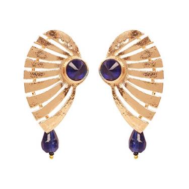 Imagem de Touchstone Brincos indianos de bollywood feitos à mão com strass em ouro ou branco para mulheres., Strass, Sem pedra preciosa