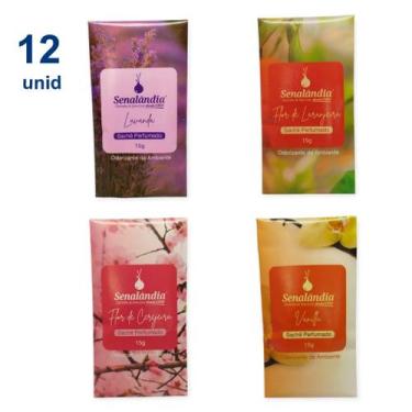 Imagem de Kit 12 Sachê Perfumado Gaveta Guarda Roupa Lavanda Laranjeira Cerejeir