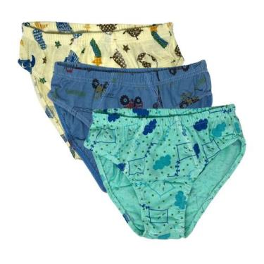 Imagem de Kit com 3 Cuecas Slip Infantil Algodão Sortida Kit Desfralde - Kellynh