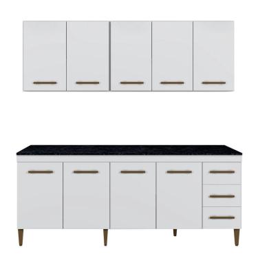 Imagem de Cozinha Completa 9 Portas E 3 Gavetas Atenas Kaiki Moveis Branco