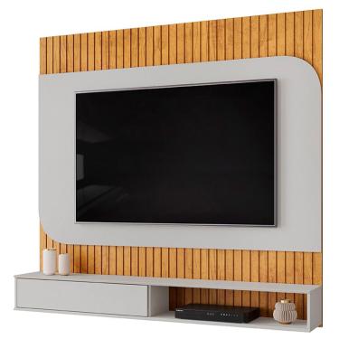 Imagem de Painel Ripado TV 65 Pol com Bancada Suspensa 150cm Ezra D05 Cedro Bali - Lyam Decor